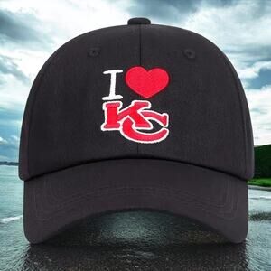 Cap Men Black Kansas City Cap Black Design with "I Love KC" Hat